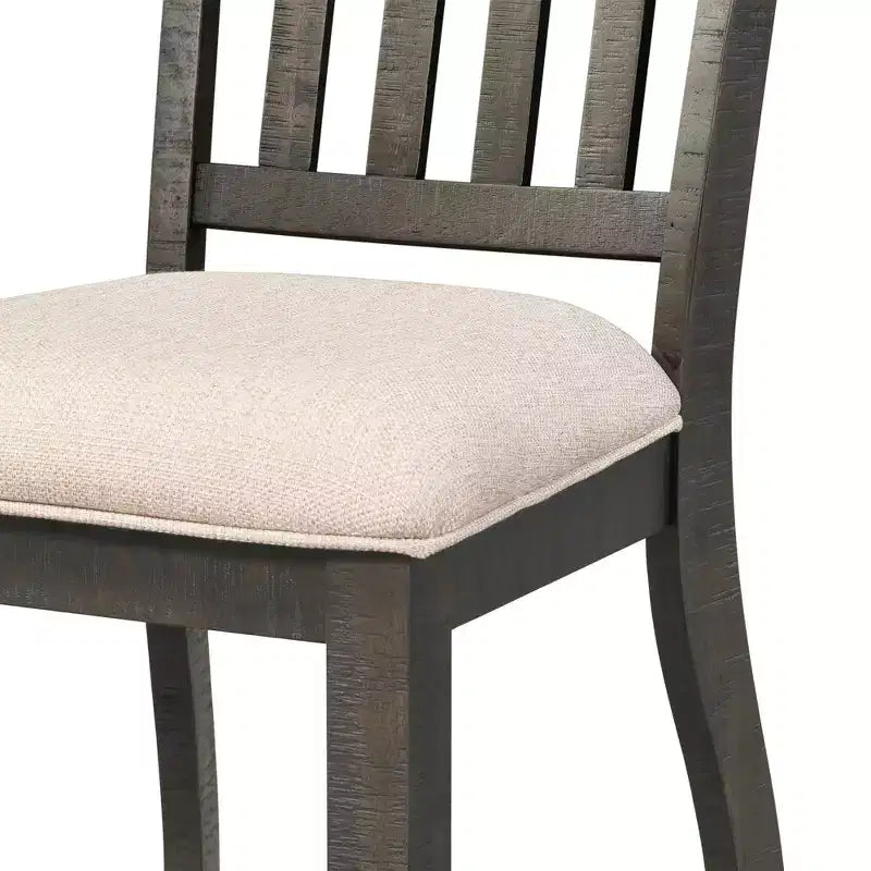 Stanford Side Chair Set Dark Ash - Picket House Furnishings: Lath Back, Cream Cushion, Rubberwood