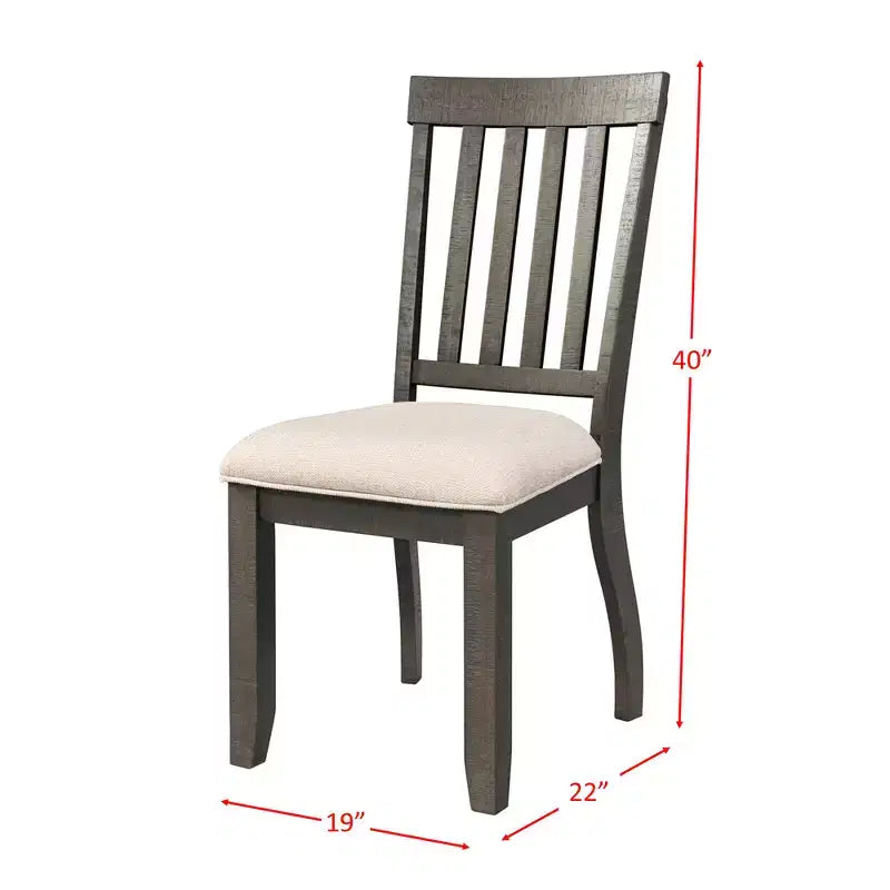 Stanford Side Chair Set Dark Ash - Picket House Furnishings: Lath Back, Cream Cushion, Rubberwood