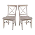 Set of 2 X Back Chairs with Solid Wood Seat Washed Gray/Taupe - International Concepts