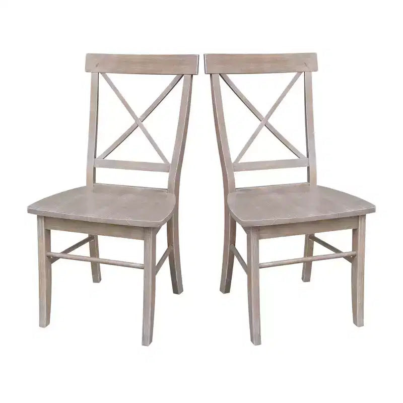 Set of 2 X Back Chairs with Solid Wood Seat Washed Gray/Taupe - International Concepts