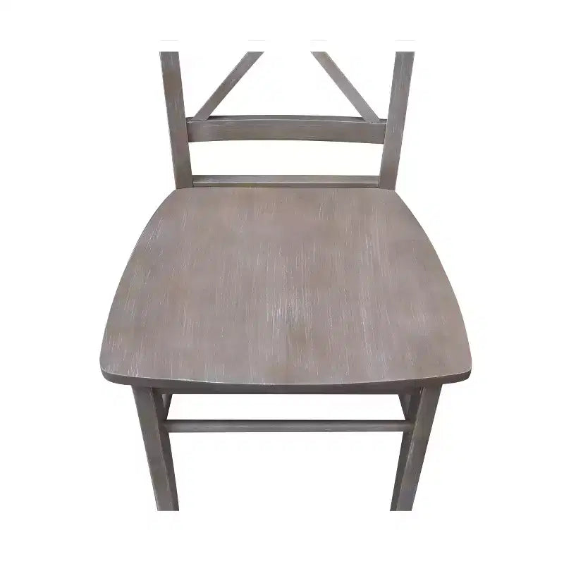 Set of 2 X Back Chairs with Solid Wood Seat Washed Gray/Taupe - International Concepts