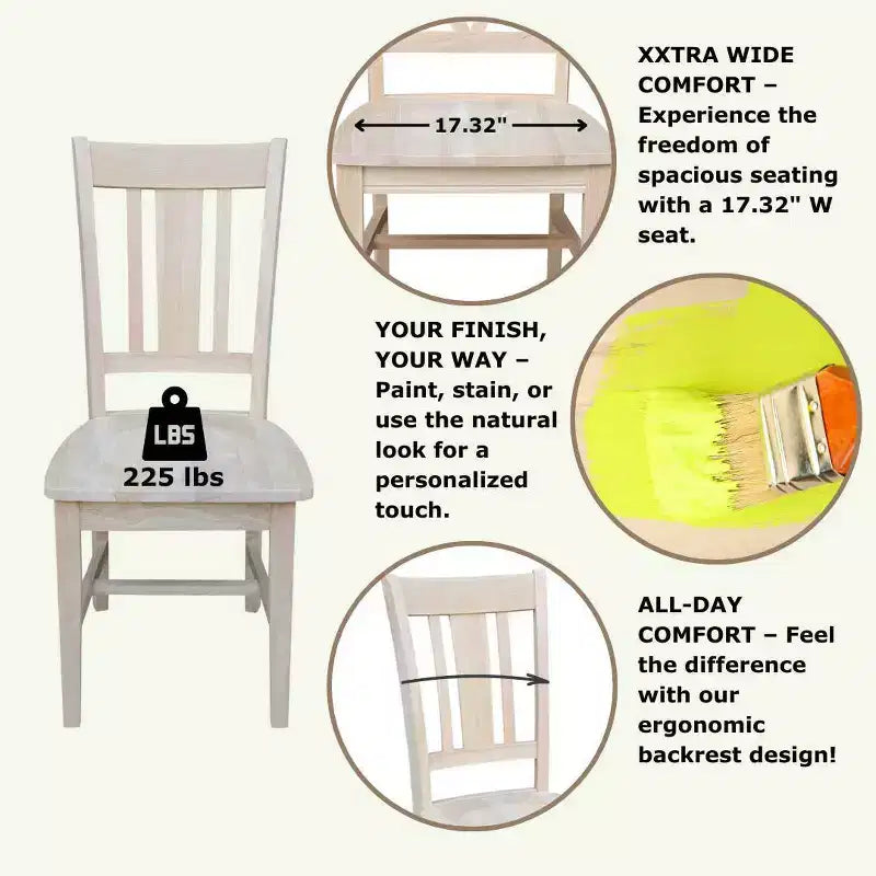 Set of 2 X Back Chairs with Solid Wood Seat Washed Gray/Taupe - International Concepts