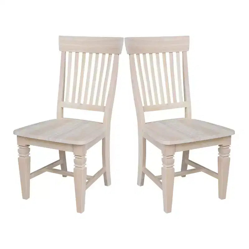 International Concepts Set of 2 Tall Java Chair Unfinished: Rubberwood Frame, Slat Back Design, Armless