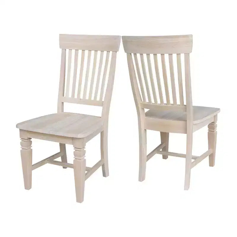 International Concepts Set of 2 Tall Java Chair Unfinished: Rubberwood Frame, Slat Back Design, Armless