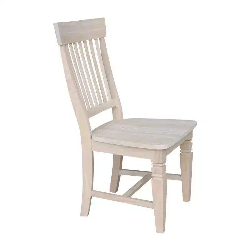 International Concepts Set of 2 Tall Java Chair Unfinished: Rubberwood Frame, Slat Back Design, Armless