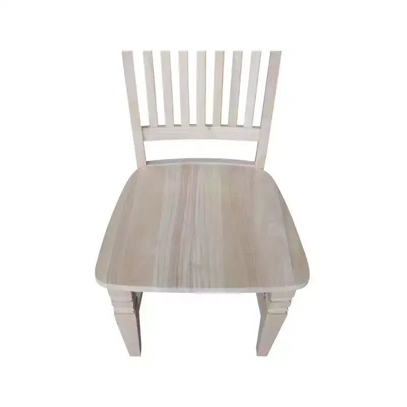 International Concepts Set of 2 Tall Java Chair Unfinished: Rubberwood Frame, Slat Back Design, Armless