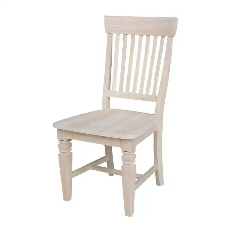 International Concepts Set of 2 Tall Java Chair Unfinished: Rubberwood Frame, Slat Back Design, Armless