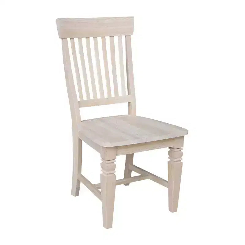 International Concepts Set of 2 Tall Java Chair Unfinished: Rubberwood Frame, Slat Back Design, Armless