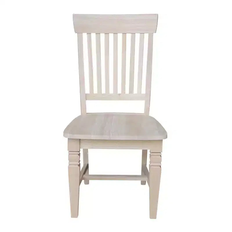 International Concepts Set of 2 Tall Java Chair Unfinished: Rubberwood Frame, Slat Back Design, Armless