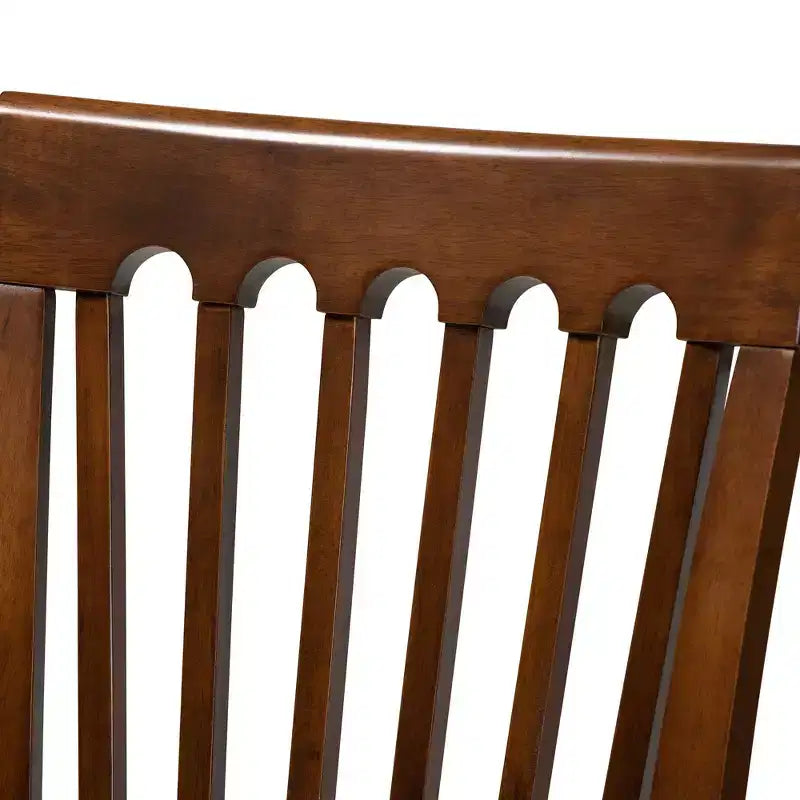 Set of 4 Minette Fabric Upholstered Walnut Dining Chairs - Baxton Studio: Rubberwood, Polyester