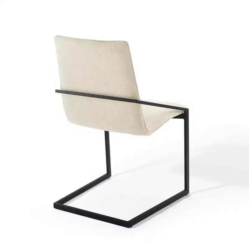 Pitch Upholstered Fabric Dining Armchair Black/Beige - Modway: Matte Black Frame, Foam Padded Seat
