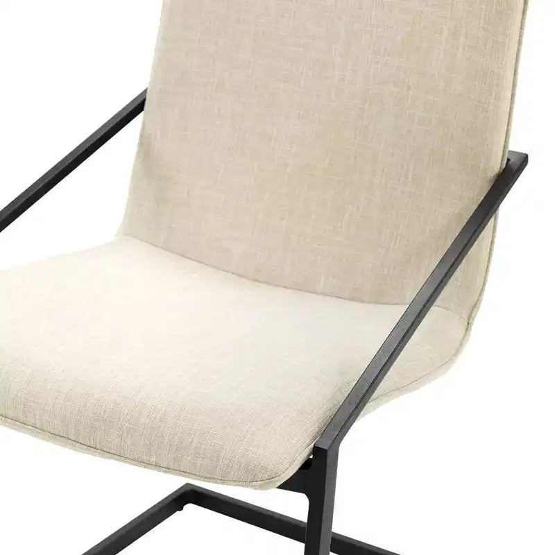 Pitch Upholstered Fabric Dining Armchair Black/Beige - Modway: Matte Black Frame, Foam Padded Seat