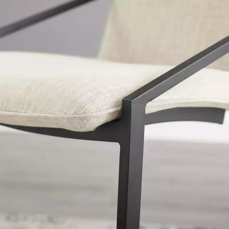 Pitch Upholstered Fabric Dining Armchair Black/Beige - Modway: Matte Black Frame, Foam Padded Seat