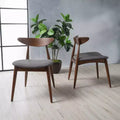 Set of 2 Barron Dining Chair Light Gray - Christopher Knight Home: Mid-Century, Upholstered, Rubberwood