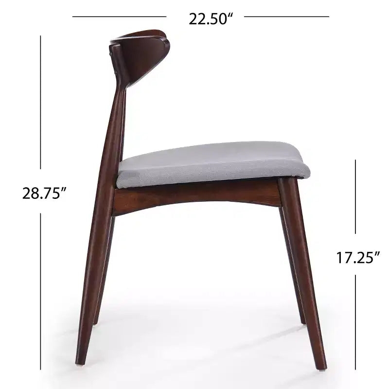Set of 2 Barron Dining Chair Light Gray - Christopher Knight Home: Mid-Century, Upholstered, Rubberwood