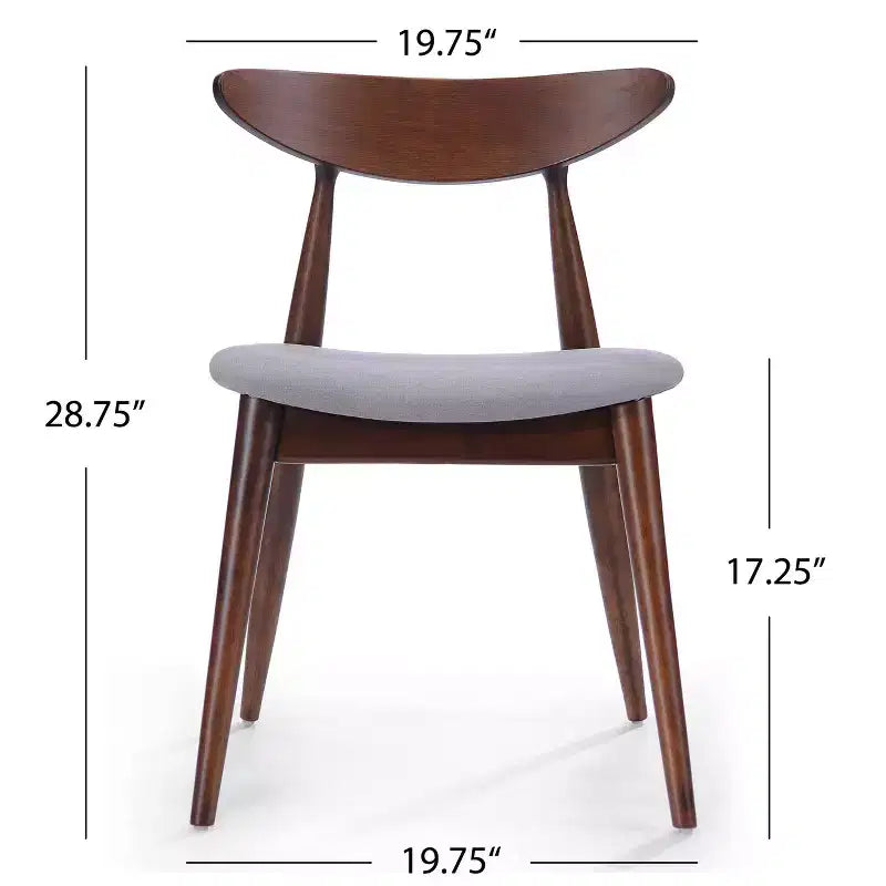 Set of 2 Barron Dining Chair Light Gray - Christopher Knight Home: Mid-Century, Upholstered, Rubberwood