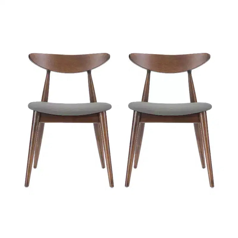 Set of 2 Barron Dining Chair Light Gray - Christopher Knight Home: Mid-Century, Upholstered, Rubberwood