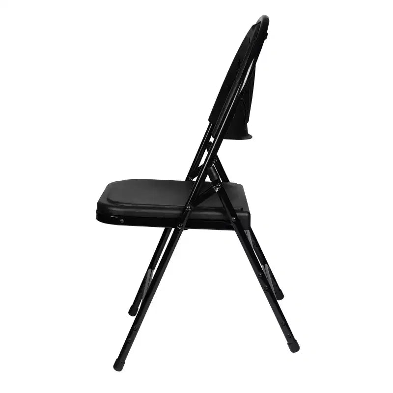 Set of 4 Deluxe Fan Back with Triple Brace Folding Chairs Black - Hampden Furnishings