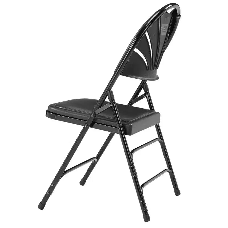 Set of 4 Deluxe Fan Back with Triple Brace Folding Chairs Black - Hampden Furnishings