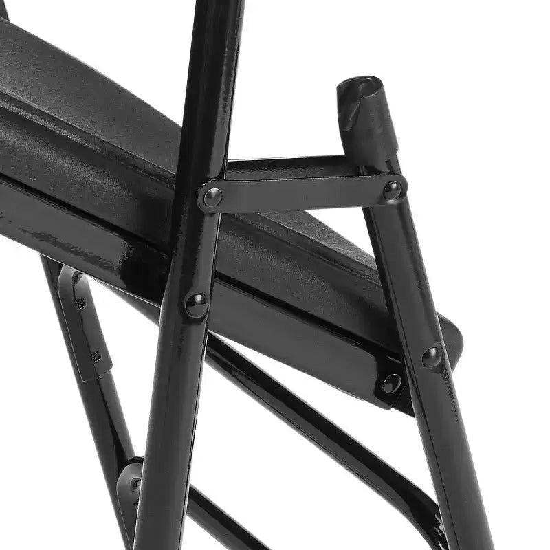 Set of 4 Deluxe Fan Back with Triple Brace Folding Chairs Black - Hampden Furnishings