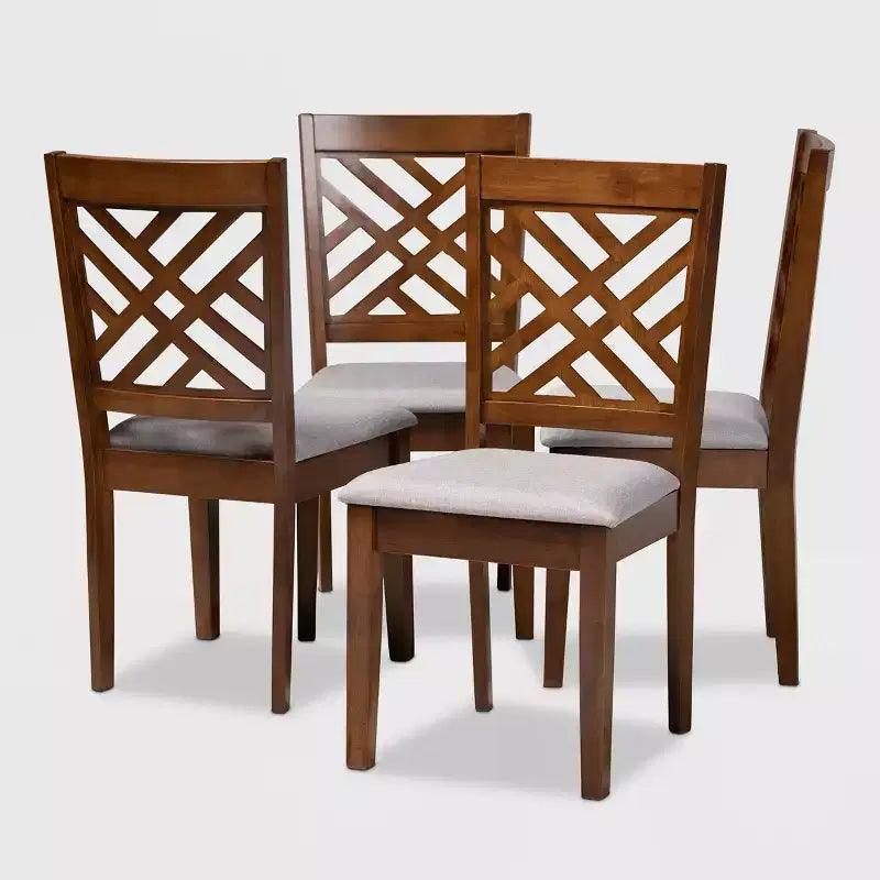 Set of 4 Caron Wood Dining Chairs with Foam Padding & Cut-Out Back - Baxton Studio