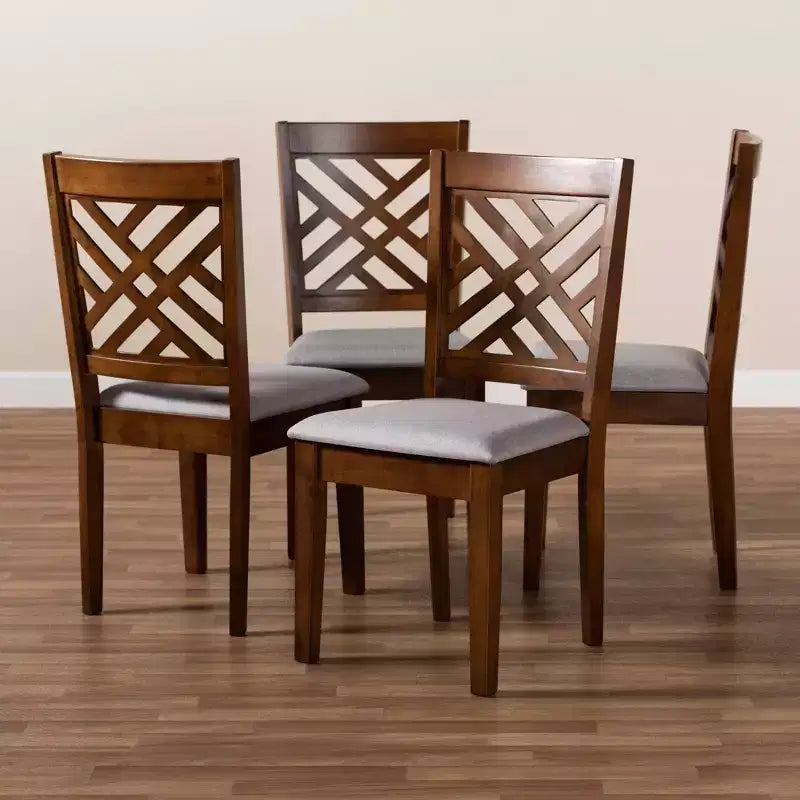 Set of 4 Caron Wood Dining Chairs with Foam Padding & Cut-Out Back - Baxton Studio