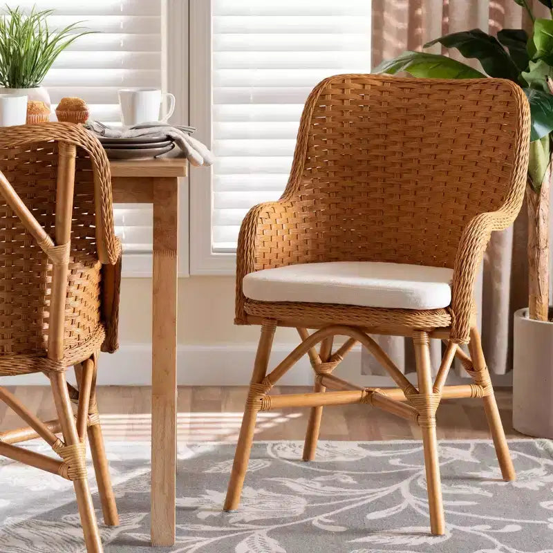 bali & pari Celsie Rattan Dining Chair Light Honey/White