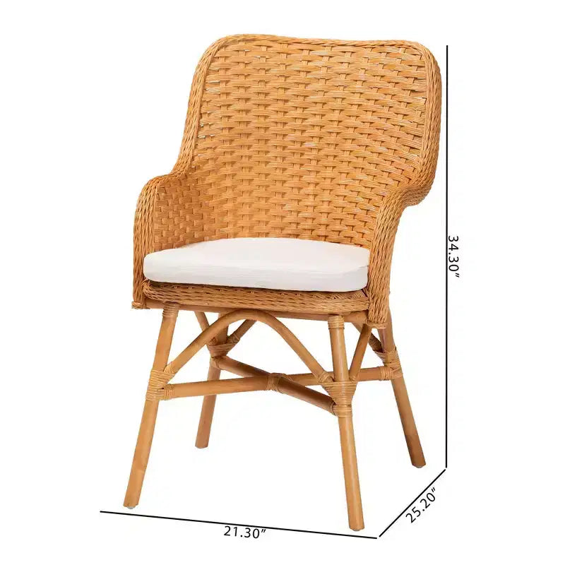 bali & pari Celsie Rattan Dining Chair Light Honey/White