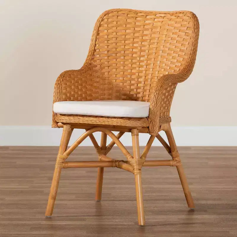 bali & pari Celsie Rattan Dining Chair Light Honey/White