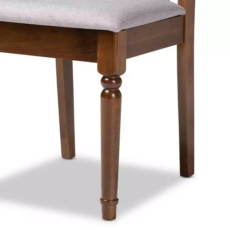 Set of 4 Cherese Fabric Upholstered Wood Dining Chairs Gray/Walnut - Baxton Studio