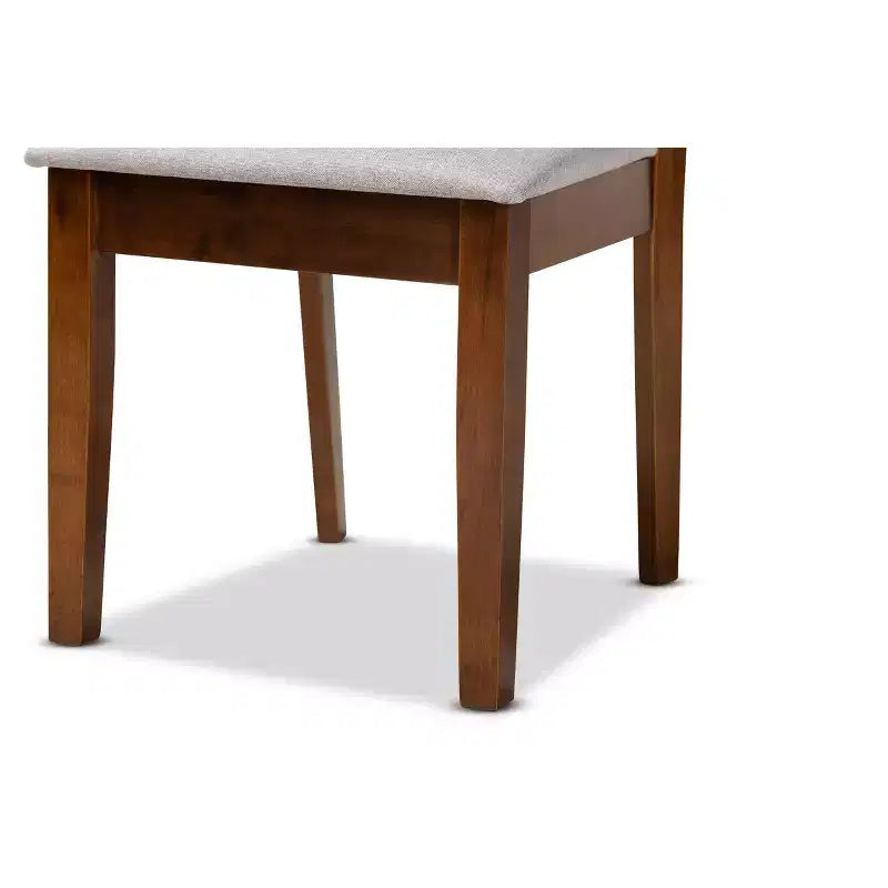 Baxton Studio 2pc Caron Fabric Upholstered and Wood Dining Chair Set Walnut/Brown: Polyester, Spot Clean, No Arms