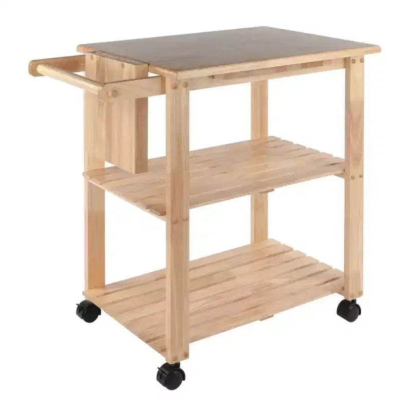 Utility Cart with Cutting Board Wood/Natural - Winsome: Farmhouse Style, Hardwood Frame, 2 Shelves