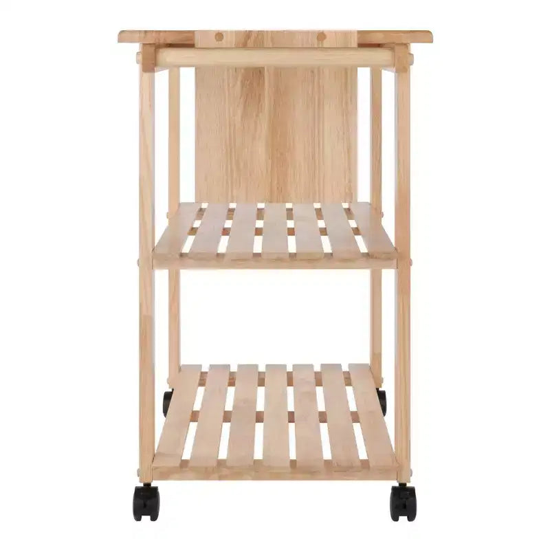 Utility Cart with Cutting Board Wood/Natural - Winsome: Farmhouse Style, Hardwood Frame, 2 Shelves