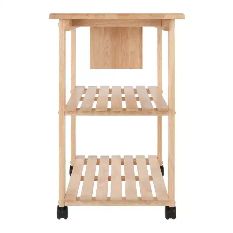 Utility Cart with Cutting Board Wood/Natural - Winsome: Farmhouse Style, Hardwood Frame, 2 Shelves