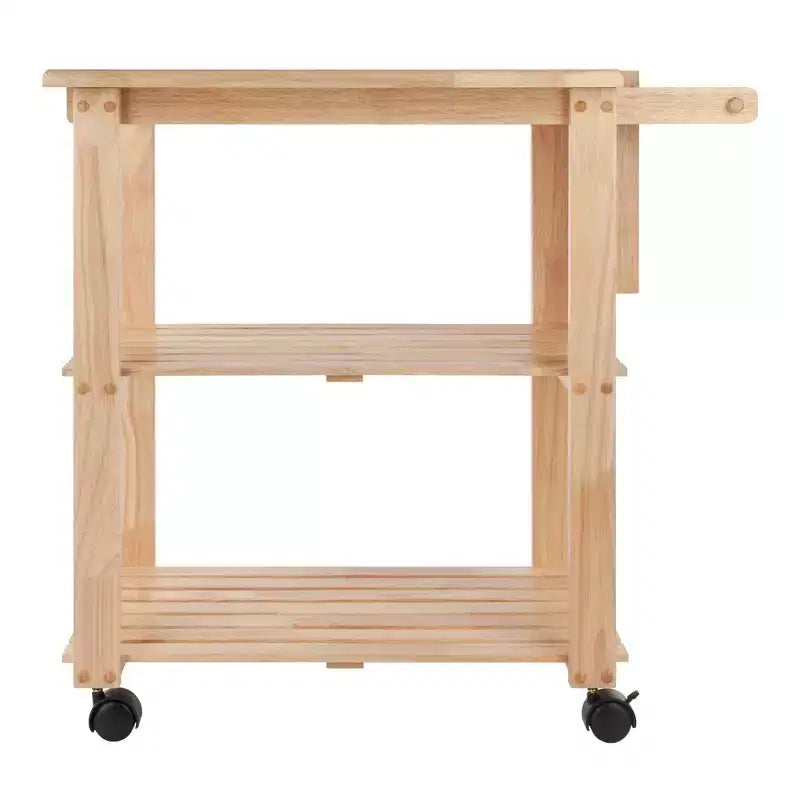 Utility Cart with Cutting Board Wood/Natural - Winsome: Farmhouse Style, Hardwood Frame, 2 Shelves