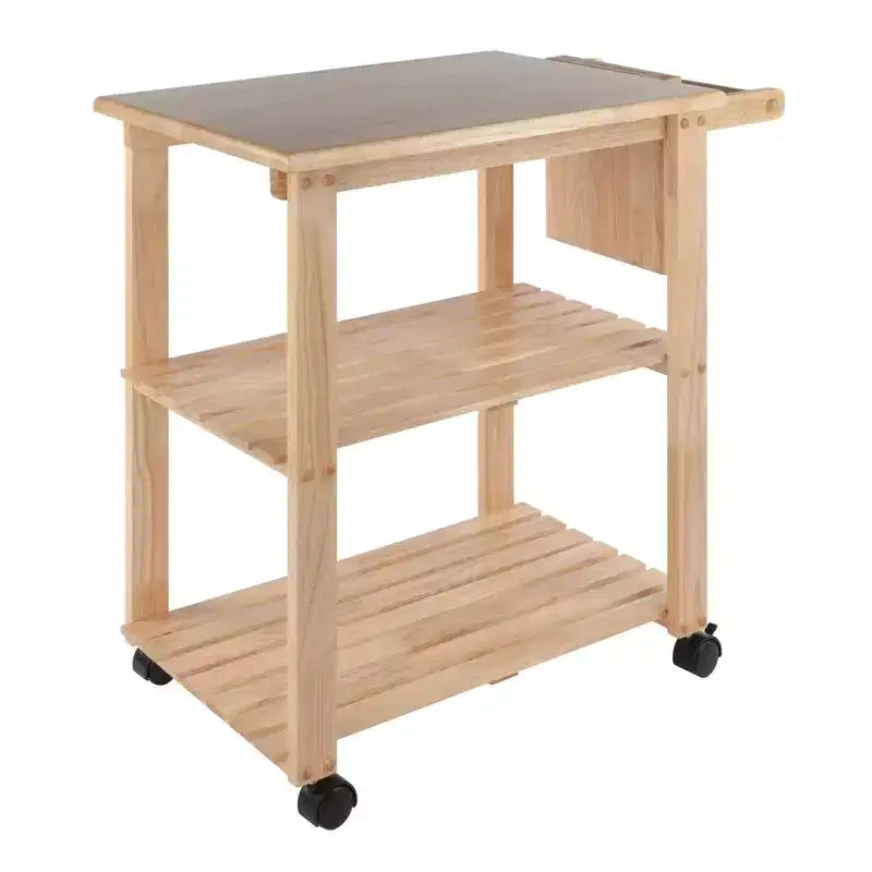 Utility Cart with Cutting Board Wood/Natural - Winsome: Farmhouse Style, Hardwood Frame, 2 Shelves