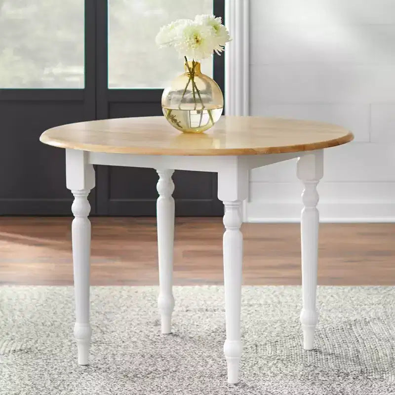 Buylateral 5pc Virginia Farmhouse Round Drop Leaf Dining Set