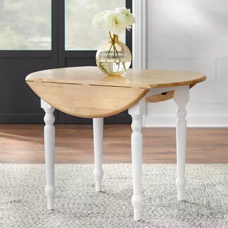 Buylateral 5pc Virginia Farmhouse Round Drop Leaf Dining Set