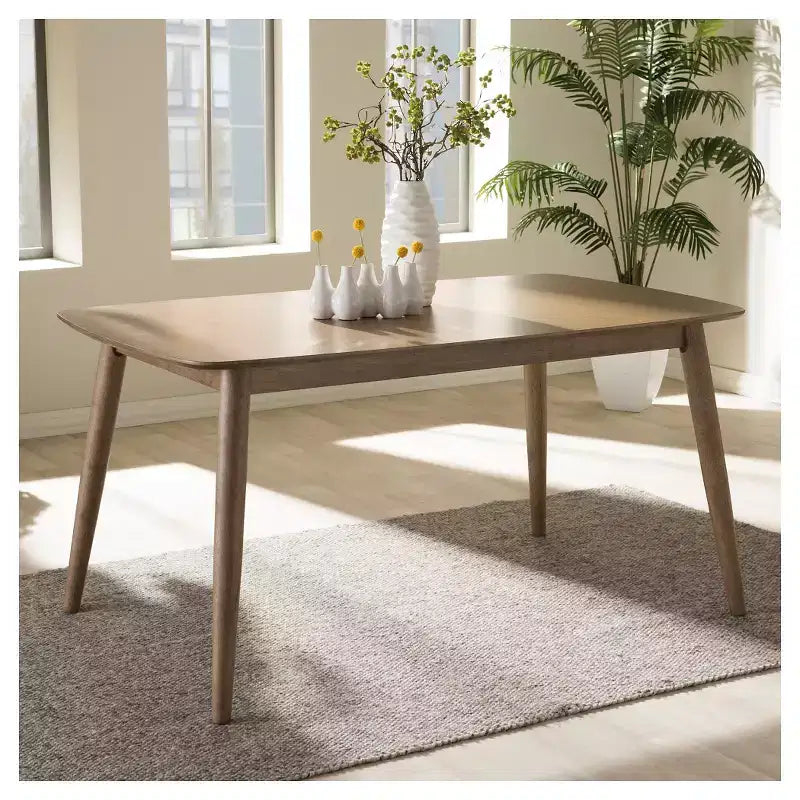 Edna Mid-Century Modern French Oak Light Brown Finishing Wood Dining Table - Baxton Studio