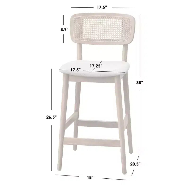 Buylateral 3pc Newington Cane Counter Height Dining Set Light Oak Finish/Beige