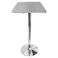 Adjustable Bar Height Table Metal/Silver - LumiSource: Hydraulic, Swirl Pattern, Pub Style, Stainless Top