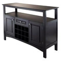 Winsome Jasper Buffet Wood/Black : Modern Credenza Console, 2 Fixed Shelves, 1 Drawer, Holds 12 Bottles