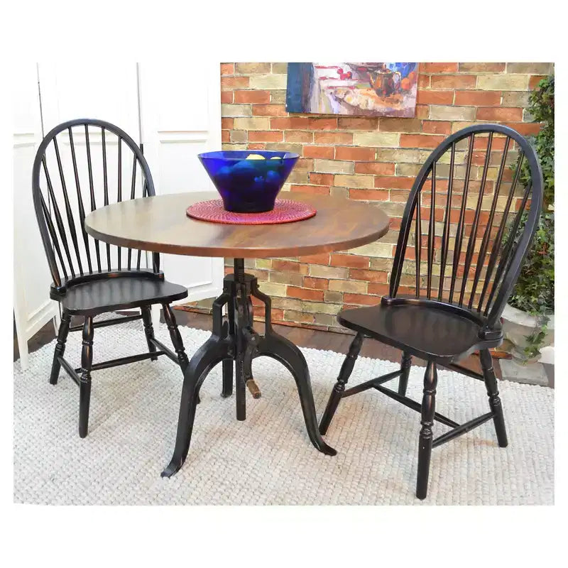 Carolina Living Reed Adjustable Crank Dining Table Chestnut/Black: 30 Inch Height, Rustic Style, Seats 4