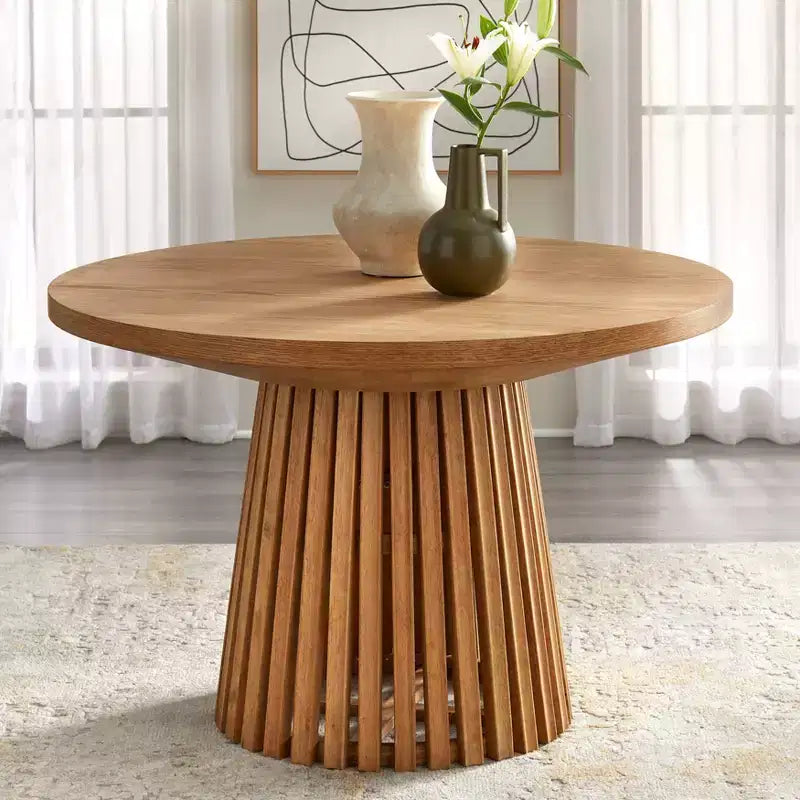 Buylateral Morena Modern 45" Round Dining Table Light Walnut