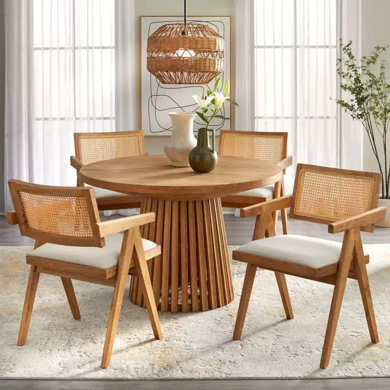 Buylateral Morena Modern 45" Round Dining Table Light Walnut