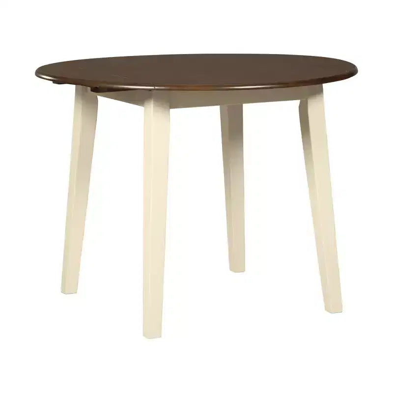 Woodanville Dining Room Table Cream/Brown - Signature Design by Ashley: Modern Round Table for 4, Two-Tone Veneer