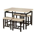 Buylateral 5pc Liberty Compact Stool Rectangular Dining Set Natural/Black
