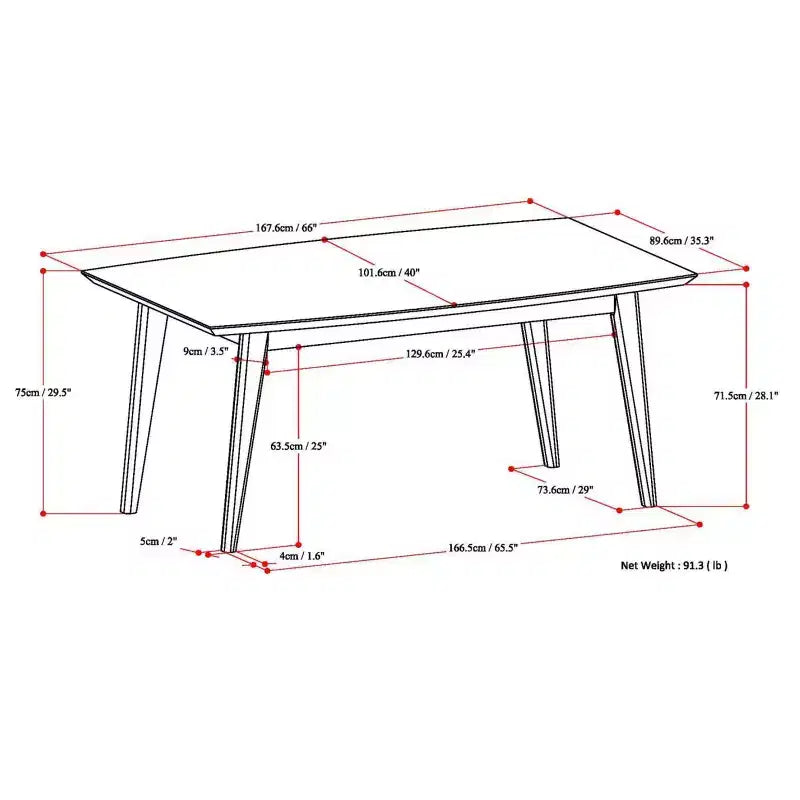 WyndenHall Tierney Mid Century Rectangle Dining Table Java Brown