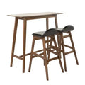 Christopher Knight Home 3pc Moria 42" Bar Height Dining Set Natural Walnut: Scandinavian Style, Faux Leather Stools