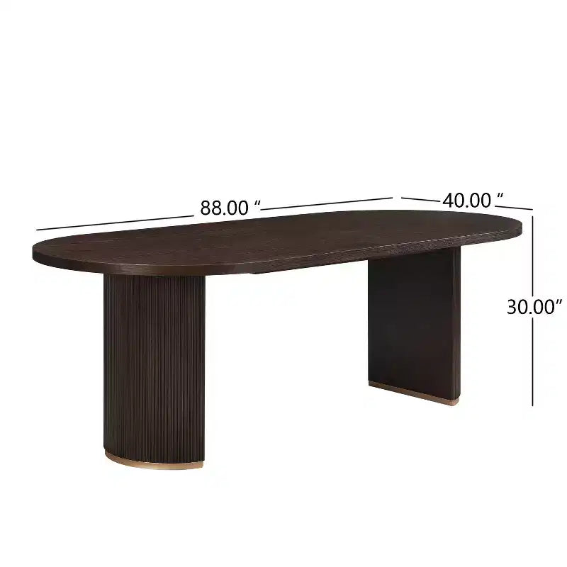 Christopher Knight Home Damian 88" Modern Minimalist Oval 6 Seater Dining Table with Double Pedestal Base Espresso